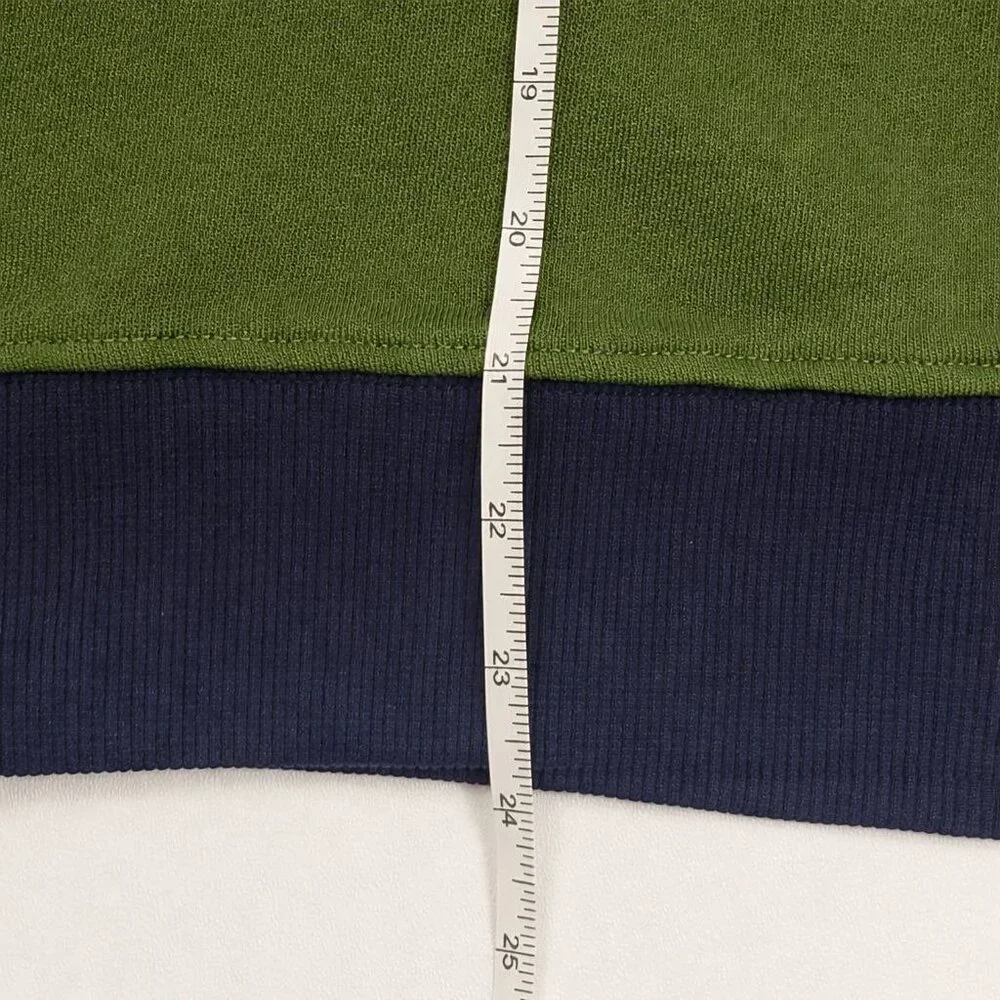 We Wore What Crewneck Sweatshirt Womens Small Colorblocked Hunter Green & Navy - Picture 6 of 16